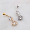 MULTI CZ DANGLE LOVE CROWN KING QUEEN DANGLE BELLY BUTTON NAVEL RING 316L SURGICAL STEEL 
